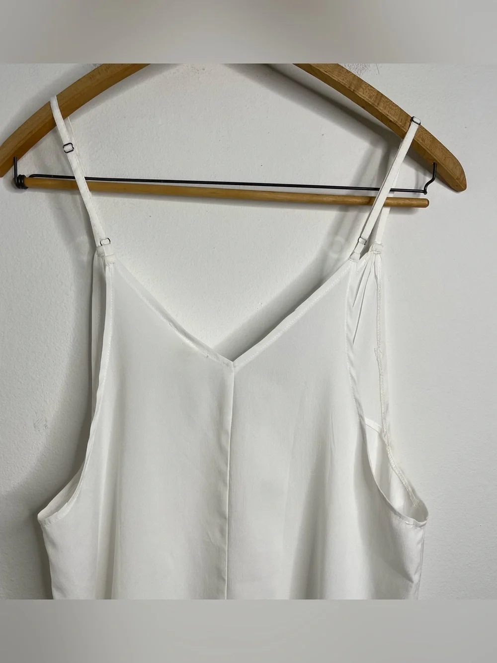 Free People FP One White Slip Cami Tunic Dress L Made in India Sheer Deep V Neck - Picture 14 of 16